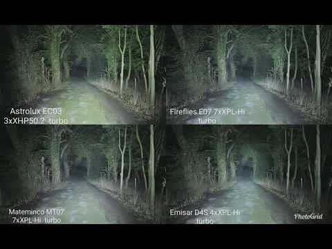 Astrolux EC03 XHP50.2 - Fireflies E07 XPL-Hi - Mateminco MT07 XPL-Hi - Emisar D4S XPL-Hi comparison