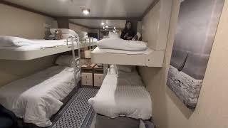P&O Azura Cabin Tour - D234, inside cabin 4 birth Setup