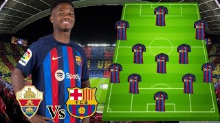 Barcelona Posible alineación inicial contra Elche en la jornada 6 de La Liga🔥😱