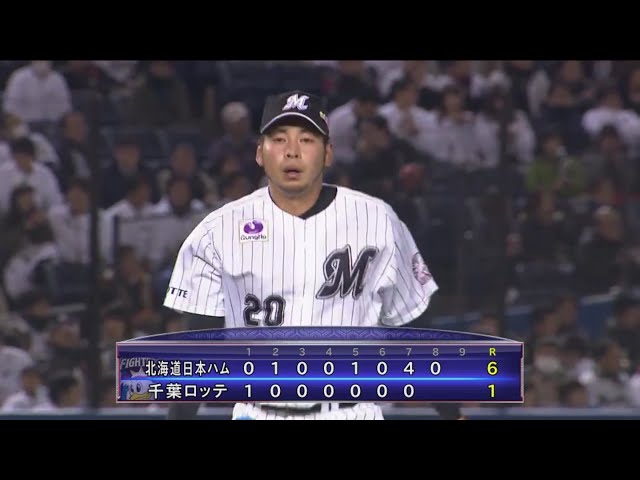 【8回表】マリーンズ・東條 相手の上位打線を3者連続三振!!  2017/4/4 M-F