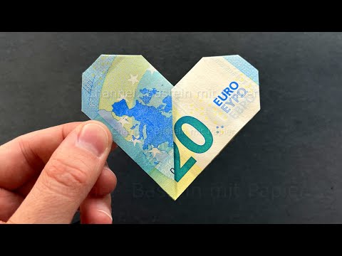 Geldscheine falten: Herz. Einfach Geld falten: Hochzeit, Weihnachten oder Geburtstag ❤