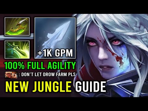 How to Jungle Drow Ranger +1K GPM First Item Midas 100% Full Agility Speed Hypothermia Dota 2