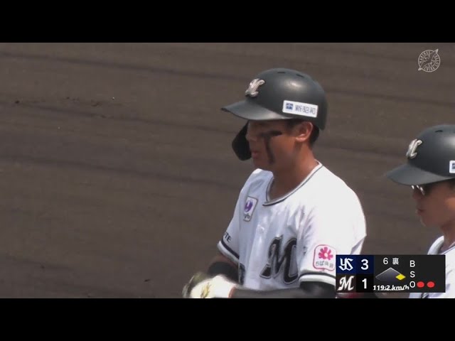 【ファーム】上手くレフト前に運ぶ!! マリーンズ・藤田和樹 タイムリーヒットで1点を返す!!  2024年8月3日 千葉ロッテマリーンズ 対 東京ヤクルトスワローズ