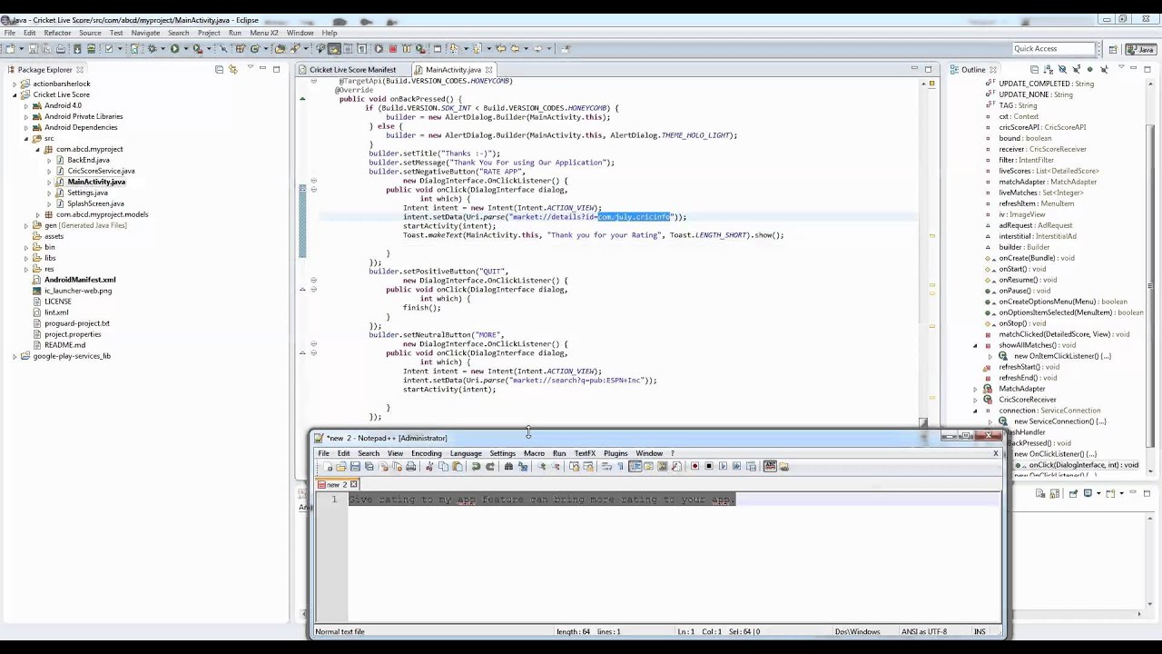 App Rating Feature Android | Buy Cricket Live Score source code