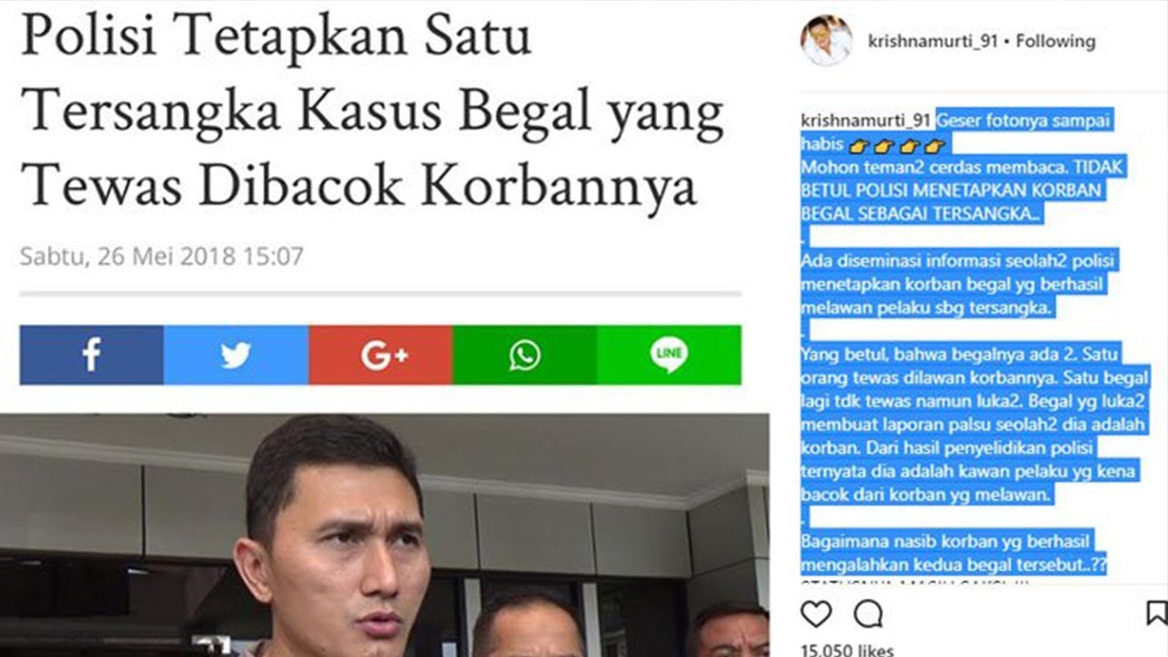 Korban Begal Disebut Jadi Tersangka, Krishna Murti Bongkar Korban Begal Disebut Jadi Tersangka, Krishna Murti Bongkar