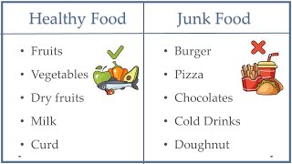 Healthy and Junk Food | Healthy Vs Junk Food #easytolearnandwrite#healthyfood#junkfood#unhealthyfood