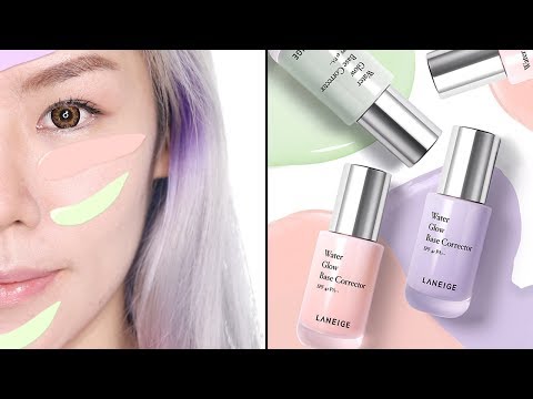 NEW LANEIGE WATER GLOW BASE CORRECTORS - REVIEW + SWATCH + TRY ON!