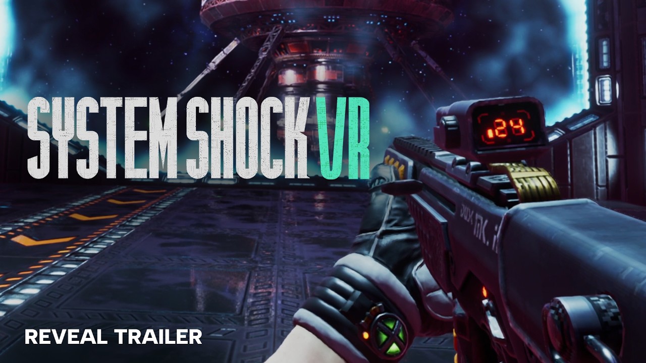 System Shock VR reveal trailer showing a first-person view of a weapon aboard the Citadel Station