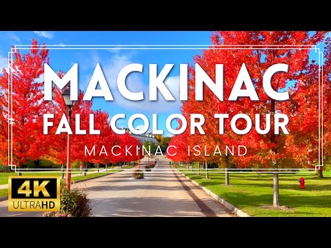 FALL COLOR TOUR ON MACKINAC ISLAND! 🍁 | Peaceful Music for Relaxing and Focus - No talking, Fall 4K