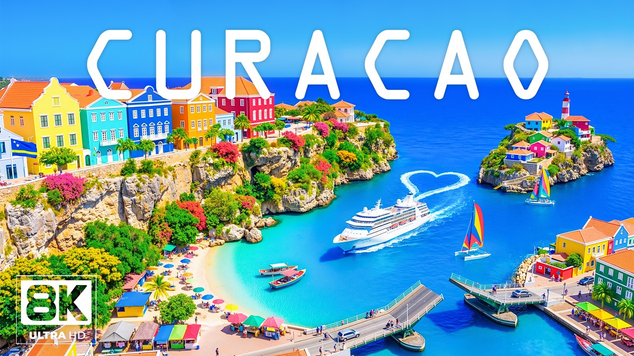 CURACAO 8K Aerial 🇨🇼 ⚓ Crystal Clear Caribbean Waters,Colorful Coastlines & Tropical Island Paradise