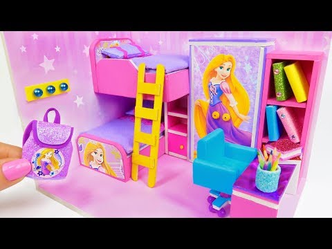 DIY Miniature Dollhouse Room Collection ~ Rapunzel Room Decor, Backpack Video