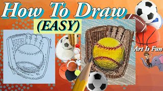 Glove and Softball | Drawing for Beginners | Fun Drawing Tutorials
