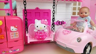 Baby doll and Hello kitty house and kitchen toys play Baby doll and Hello kitty house and kitchen toys play