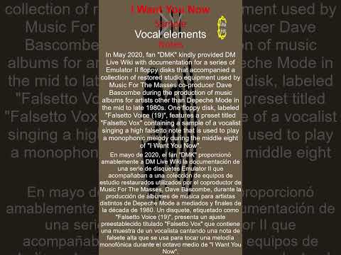 List of Depeche Mode sample sources "I Want You Now" PART-1