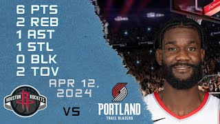 Deandre Ayton player Full Highlights vs ROCKETS NBA Regular season game 12-04-2024