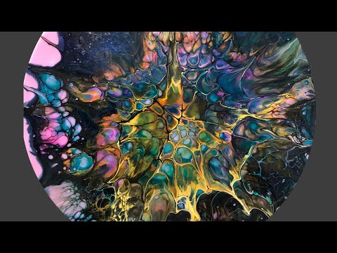 WOW GORGEOUS 🤩 puddle pour blow out using colour art vivid colours ~super beautiful on mdf round