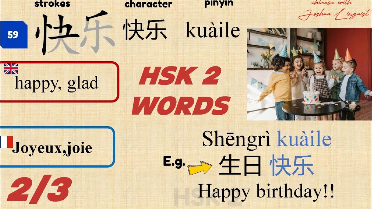 HSK 2 VOCABULARY WITH EXAMPLES