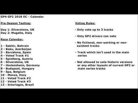 GP4 GP2 2018 OC - Calendar