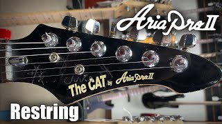 Video thumbnail for Aria Pro II "The Cat" Restring! by ZIMM'S GUITARS