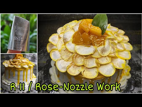 Mango Cake || R 11 & Rose Nozzle Work || Real Mango Cake Design at home for biggeners -YFM