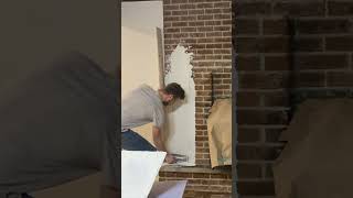 Fireplace Makeover with Stucco #fireplace #stucco  #makeover #diy