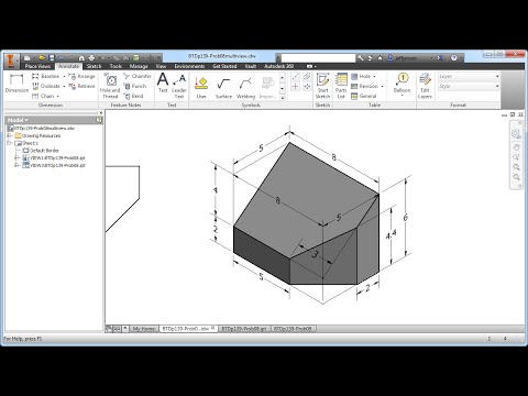 Inventor Tutorial with Isometric Sketches – Intermediate part 8b of 20 multi-views