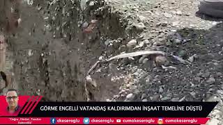 GÖRME ENGELLİ VATANDAŞ KALDIRIMDAN İNŞAAT TEMELİNE DÜŞTÜ