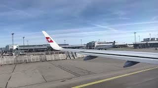 SWISS A320neo startup, taxi, takeoff Copenhagen