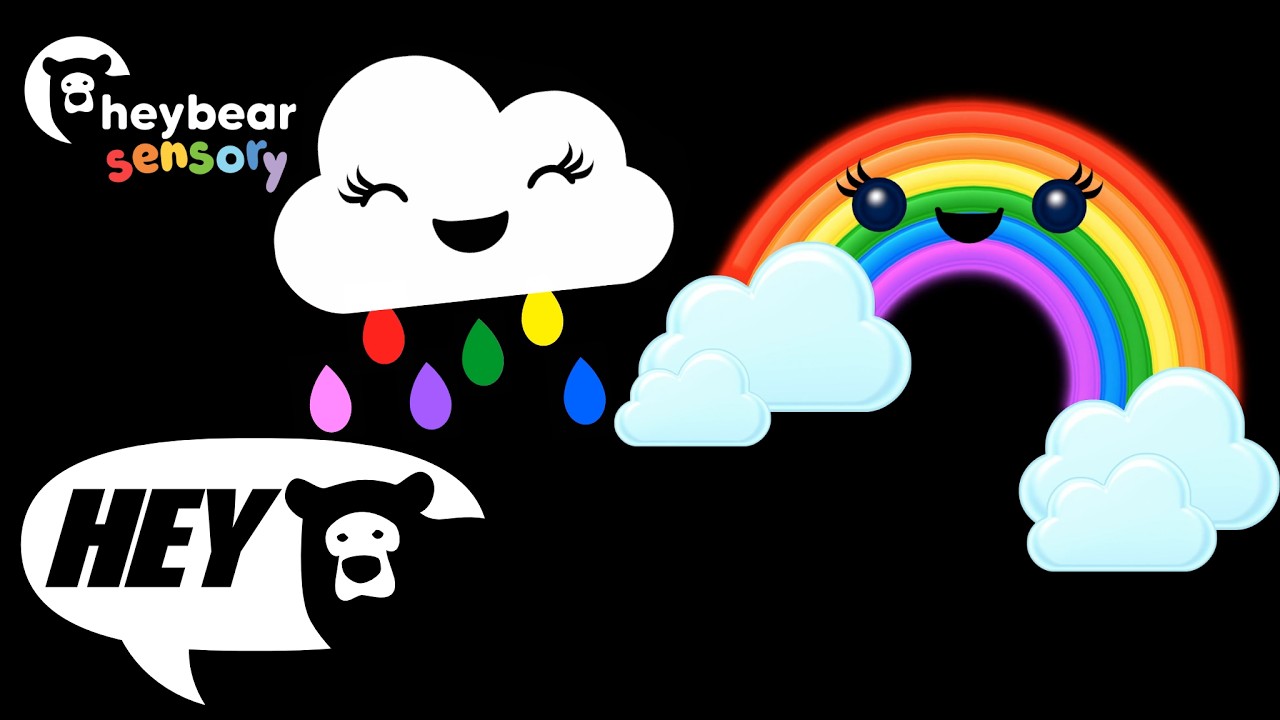 Hey Bear Sensory - Rainbow Summertime - High Contrast Animation with Fun Music!