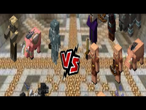 Undead Army Vs Illager Army+Piglin Army:Minecraft Mob battle(PojavLauncher)