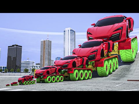 Supercoche gigante vs Coche pequeño vs Coches normales vs Puente levadizo🚒🚔🚑¡COCHES y MOTOCICLETAS