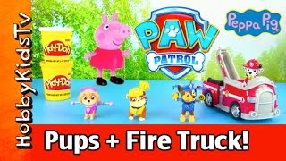 Paw Patrol Firetruck + Pups Big Box Open! LPS Nick Jr  Play Doh, Peppa Pig by HobbyKidsTV