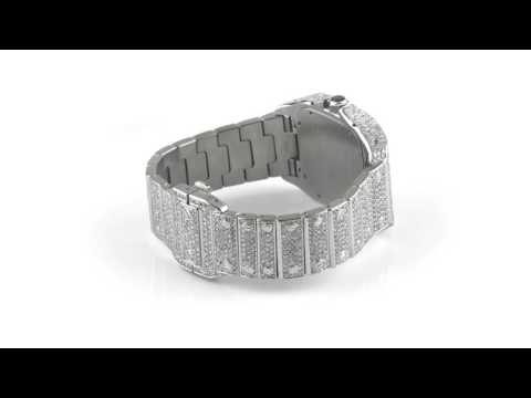 Cartier Santos 100xl Watch Fully Iced Out 26 Carat Diamonds Best Price Asaar Ebay