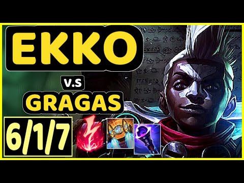 EKKO vs GRAGAS - 6/1/7 KDA JUNGLE GAMEPLAY - EUW Ranked DIAMOND