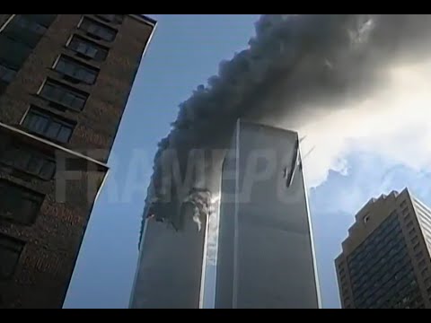 WTC 1 Burning - WTC 2 Plane Impact & Immediate Aftermath (Luc Courchesne/Framepool/Enhanced Quality)