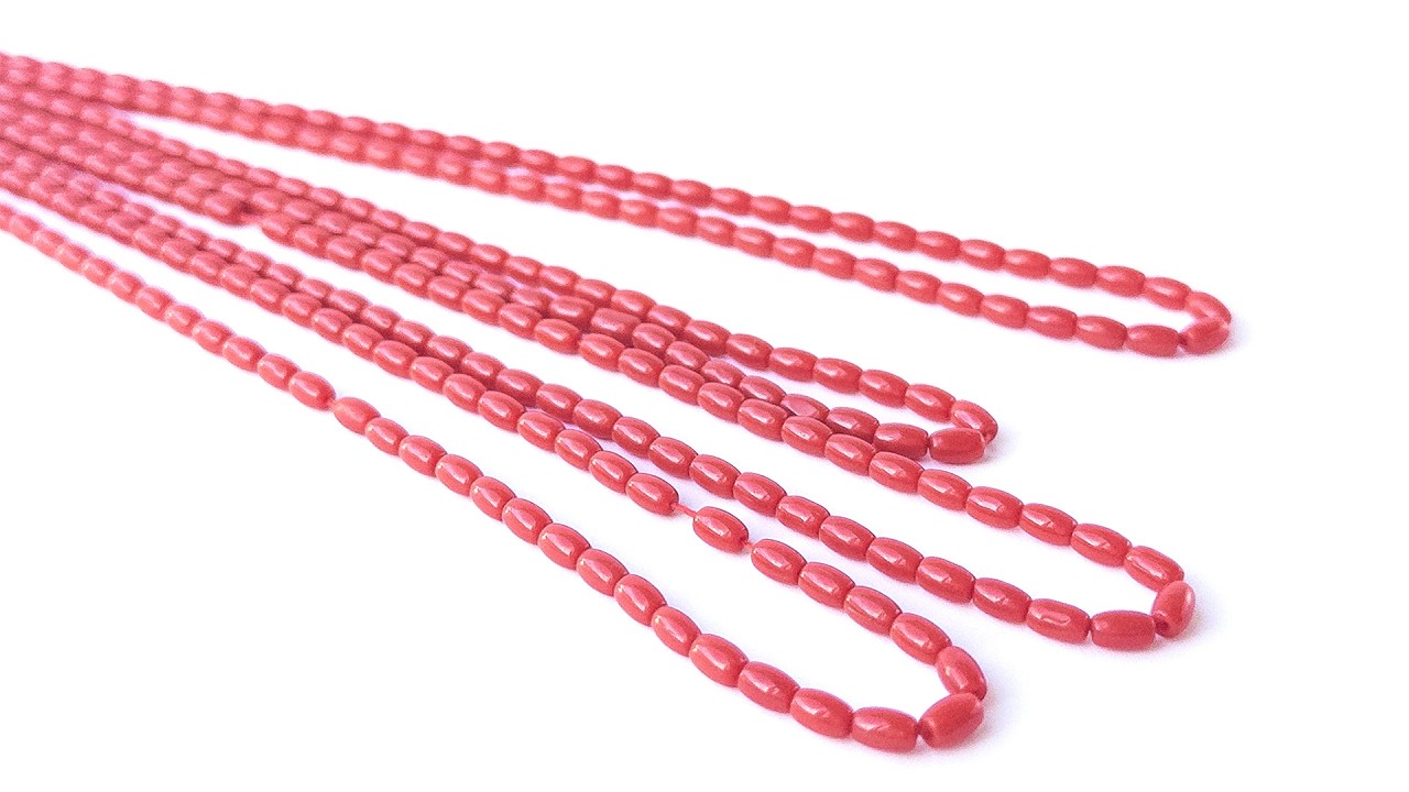 Taiwan Coral | Smooth Drum | 5.5-5.6mm X 3.5mm Bead Size | 38cm Strand Length video