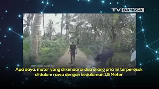 Salip Mobil di Jalanan Sempit, Motor di Bogor Terperosok ke Rawa