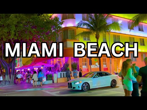 4K | SOUTH BEACH NIGHTLIFE Miami Beach Tour | 2024