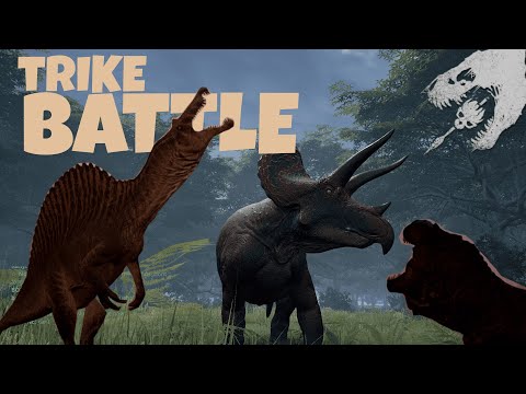 THE ISLE - LEGACY- TRICERATOPS  BATTLE ! *TRIKE VS SPINO AND REX *