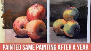 Painted the Same Painting After a Year | Still-Life Watercolor Tutorial