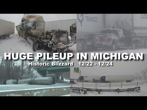 HUGE PILEUP IN MICHIGAN - INSANE BLIZZARD OF 2022