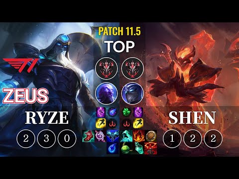 T1 Zeus Ryze vs Shen Top - KR Patch 11.5