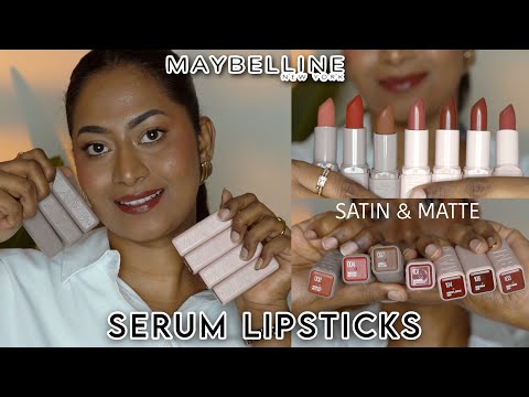 ✨New✨ MAYBELLINE SERUM LIPSTICKS - Review & Swatches on Brown skin 🤎