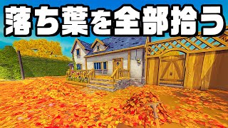 庭を埋め尽くす大量の落ち葉を掃除するゲーム