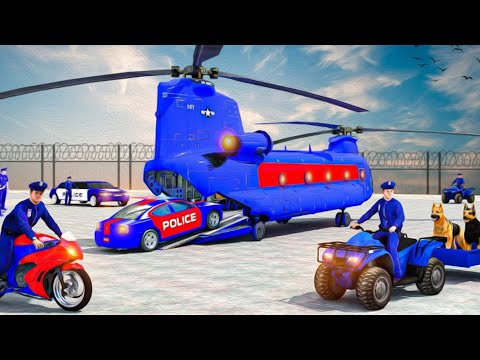 US Police Car and Limo Transporter Truck - Helicopter Multi Level Car Driver - Android GamePlay