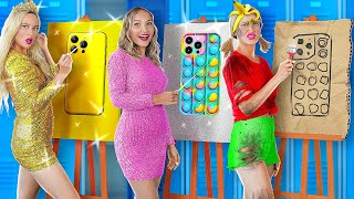 RICH VS POOR VS MEGA RICH ART CHALLENGE || Who Draws Better Take The Prize! Hacks by 123 GO! FOOD