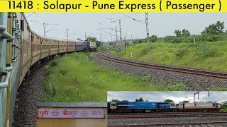 11418 : Solapur - Pune Express Journey | Full Journey with crossings | Pushkar Khamitkar
