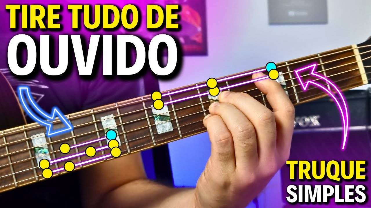 O truque pra tirar músicas DE OUVIDO no violão SEM CIFRA OU TABLATURA em 3 passos - Aula de violão