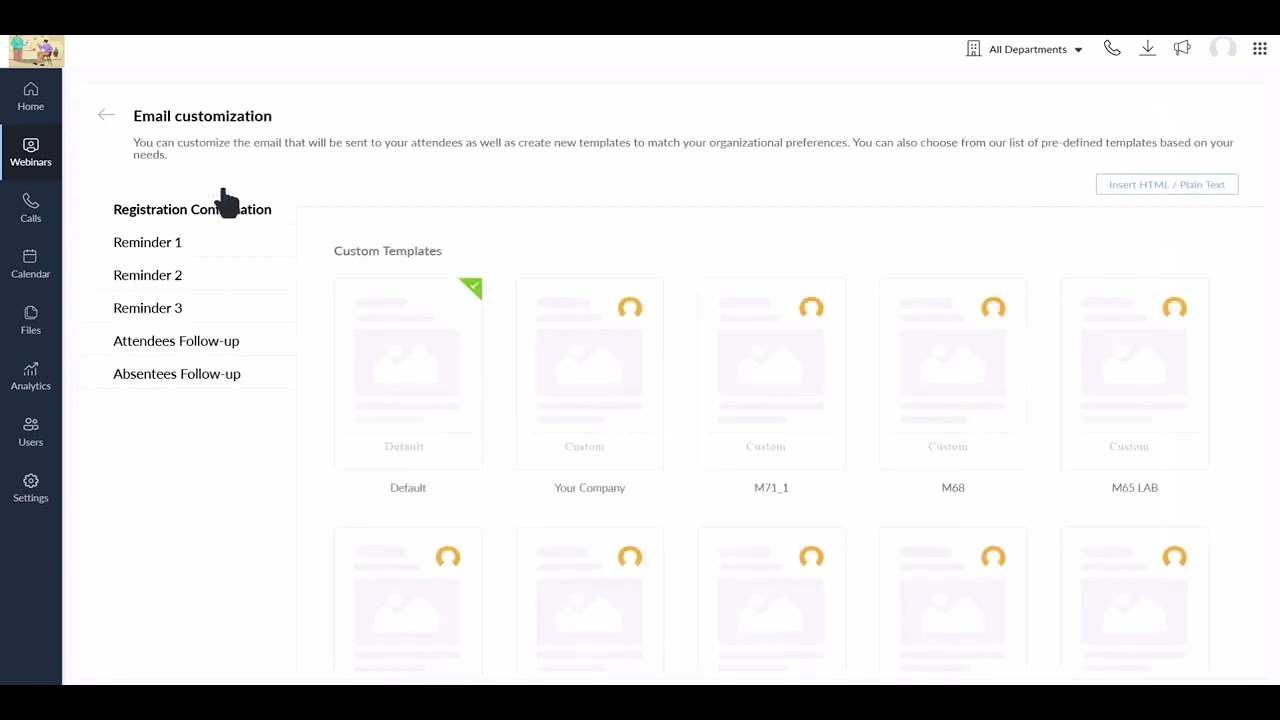 Create and customize registration forms and email templates in Zoho Webinar