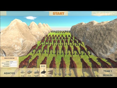 50 orca vs 50 trex Animal Revolt Battle Simulator